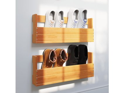 Nástěnné botníky 2 ks 59x9x23 cm masivní akáciové dřevo [844489] (Barva Voskově hnědá)