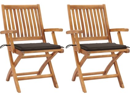 Zahradní židle 2 ks s mi poduškami masivní teak [3062414] (Barva Taupe)