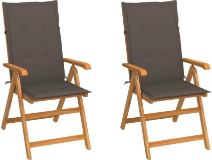 Zahradní židle 2 ks s mi poduškami masivní teak [3062384] (Barva Taupe)