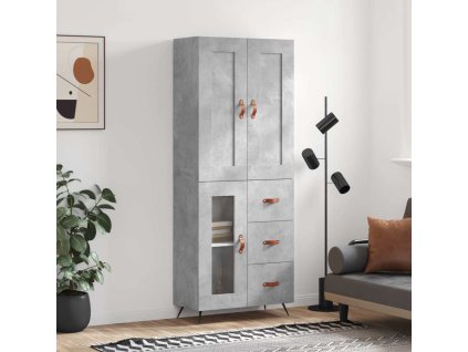 Skříň highboard 69,5 x 34 x 180 cm kompozitní dřevo [3199915] (Barva Bílá s vysokým leskem)