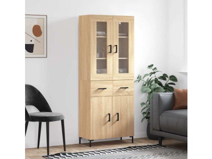 Skříň highboard 69,5 x 34 x 180 cm kompozitní dřevo [3198530] (Barva Černá)