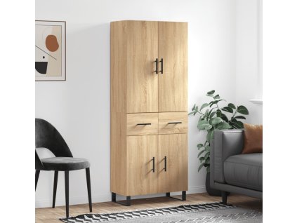 Skříň highboard 69,5 x 34 x 180 cm kompozitní dřevo [3198170] (Barva Černá)