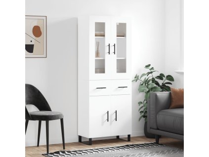 Skříň highboard 69,5 x 34 x 180 cm kompozitní dřevo [3198553] (Barva Bílá)