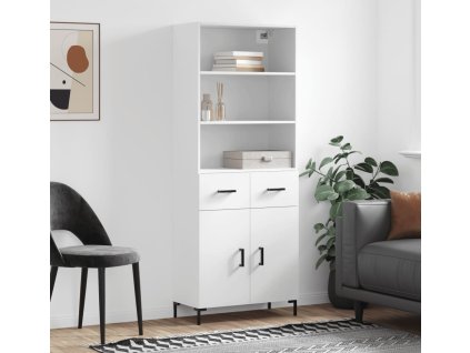 Skříň highboard 69,5 x 34 x 180 cm kompozitní dřevo [3200513] (Barva Bílá)
