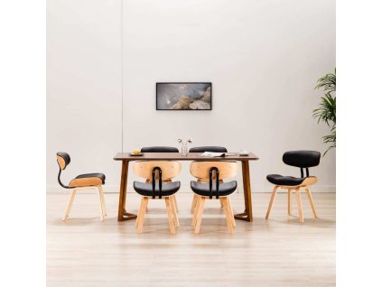 Jídelní židle 6 ks ohýbané dřevo a textil [278723] (Barva černá a světle hnědá)