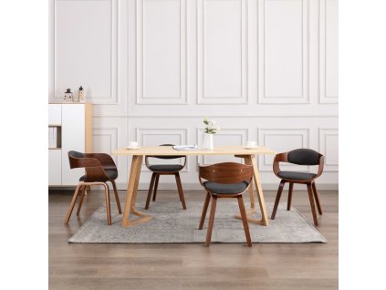 Jídelní židle 6 ks ohýbané dřevo a taupe textil [3054821] (Barva tmavě hnědá a šedá)