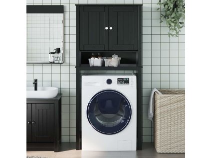Skříňka nad pračku BERG 76x27x164,5 cm masivní borovice [358557] (Barva Černá)