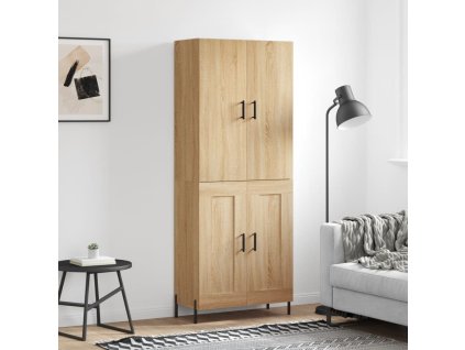 Skříň highboard 69,5 x 34 x 180 cm kompozitní dřevo [3195796] (Barva Černá)