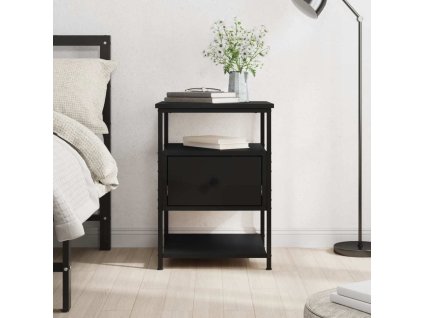 Noční stolek 40 x 42 x 56 cm kompozitní dřevo [826023] (Barva Černá)