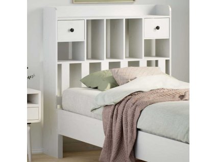 Čelo postele s úložným prostorem 90 cm masivní borovice [855524] (Barva Bílá)