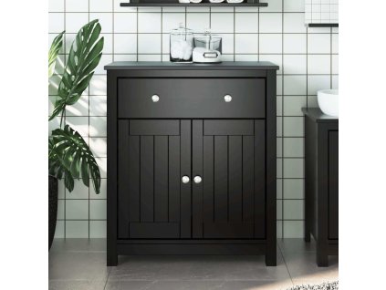 Koupelnová skříňka BERG 69,5x34x80 cm masivní borové dřevo [358543] (Barva Černá)