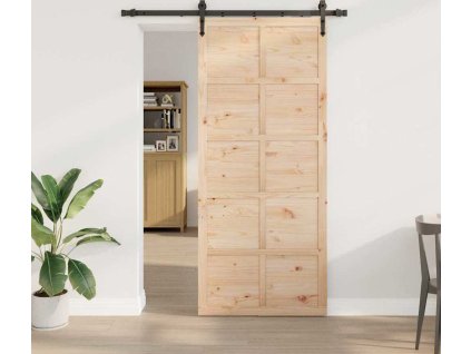 Posuvné dveře Hnědá 80 x 208 cm Masivní borovicové dřevo [3381155]