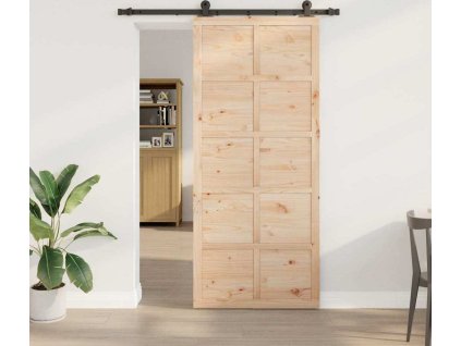 Posuvné dveře Hnědá 80 x 208 cm Masivní borovicové dřevo [3381175]