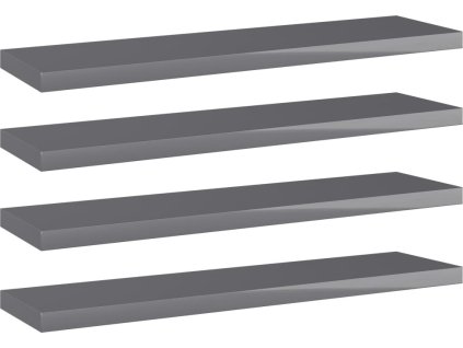 Nástěnné police 4 ks 40x10x1,5 cm kompozitní dřevo [805134] (Barva černá s vysokým leskem)