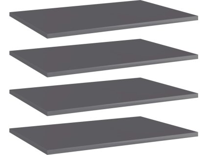 Přídavné police 4 ks 60 x 40 x 1,5 cm dřevotříska [805264] (Barva šedá s vysokým leskem)