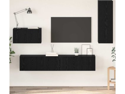 Nástěnná skříň na TV Nástěnný 4 pcs Černý dub 200 x 30 x 30 cm [3393466]