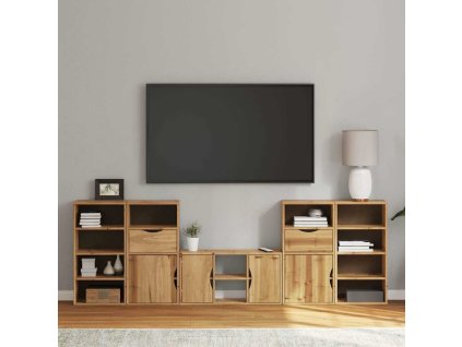 5 kusů TV skříněk s úložným prostorem Borovicový masiv [3365370] (Barva Přírodní)