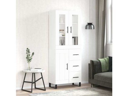 Skříň highboard 69,5 x 34 x 180 cm kompozitní dřevo [3198683] (Barva Bílá s vysokým leskem)