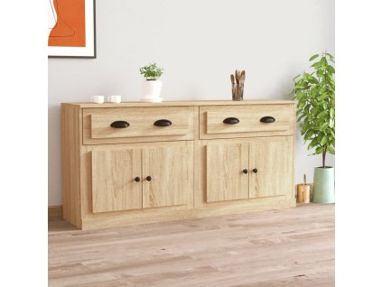 Příborníky 2 ks kompozitní dřevo [3185270] (Barva Hnědý dub)