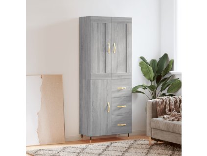 Skříň highboard 69,5 x 34 x 180 cm kompozitní dřevo [3199800] (Barva Hnědý dub)