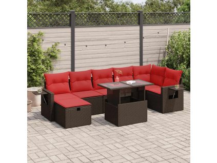8dílná zahradní sestava s poduškami polyratan [3327874] (Barva Hnědá)