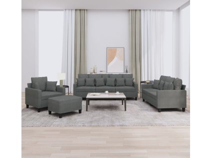 4dílná sedací souprava s polštáři textil [3201641] (Barva Tmavě šedá)
