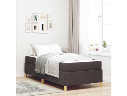 Postel s boxspringem Tmavě hnědá a bílá 100 x 200 cm textil [3398916]