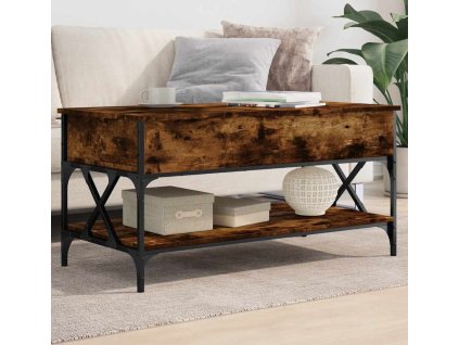 Konferenční stolek 100x50x50 cm kompozitní dřevo a kov [845358] (Barva Kouřový dub)