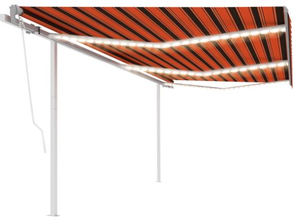 Automatická markýza LED a senzor větru 6 x 3 m [3070015] (Barva oranžová a hnědá)