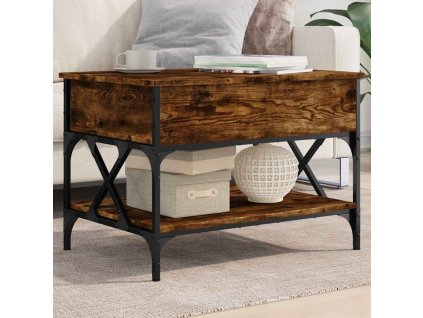 Konferenční stolek 70 x 50 x 50 cm kompozitní dřevo a kov [845353] (Barva Kouřový dub)