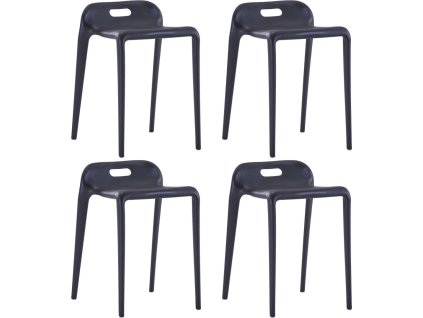 Stohovatelné stoličky 4 ks plast [247281] (Barva Černá)