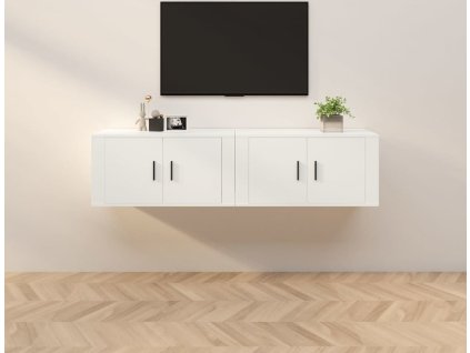 Nástěnné TV skříňky 2 ks 80 x 34,5 x 40 cm [3188350] (Barva Bílá)