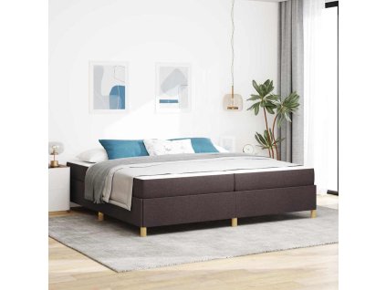 Postel s boxspringem Tmavě hnědá a bílá 200 x 200 cm textil [3398965]