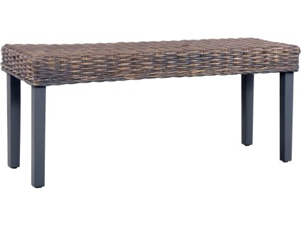 Lavice 110 cm přírodní kubu ratan a masivní mahagon [285789] (Barva Šedá)