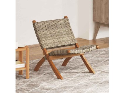 Relaxační křeslo přírodní ratan kubu a masivní mahagon [285803] (Barva Hnědá)
