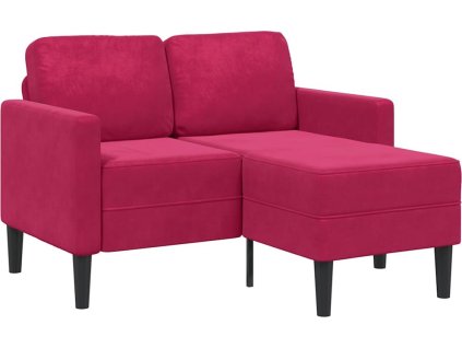 Dvoumístná pohovka s lehátkem ve tvaru L 125cm samet [4107072] (Barva vínová červená)