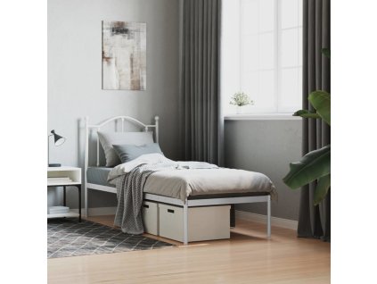 Kovový rám postele s čelem 75 x 190 cm [353478] (Barva Bílá)