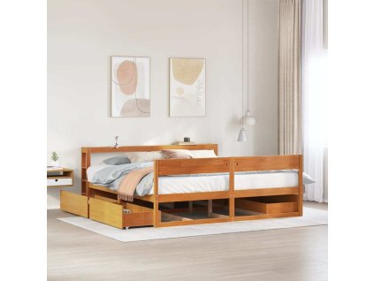 Postel bez matrace 180 x 200 cm masivní borovice [3306372] (Barva Přírodní)