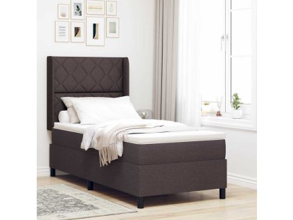 Postel s boxspringem s matrací Tmavě hnědá 90 x 200 cm textil [3343549]