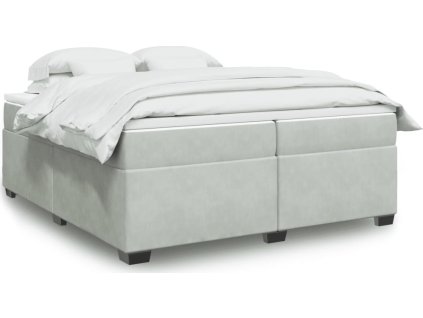 Box spring postel s matrací 200x200 cm samet [3285305] (Barva Světle šedá)