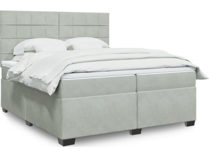 Box spring postel s matrací 200x200 cm samet [3293302] (Barva Světle šedá)