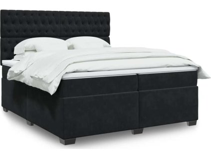 Box spring postel s matrací 200x200 cm samet [3291010] (Barva Černá)