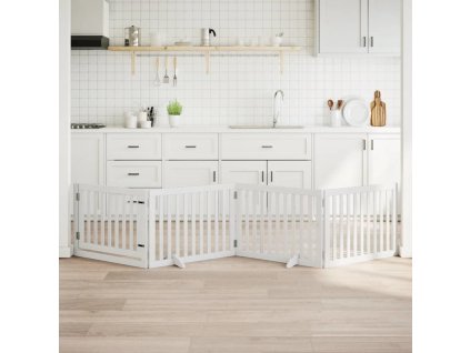 Zábrana pro psy s dvířky skládací 4 panely 320 cm topol [352249] (Barva Bílá)