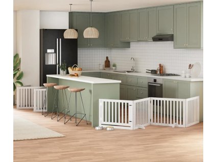 Zábrana pro psy s dvířky skládací 10 panelů 800 cm topol [3155675] (Barva Bílá)