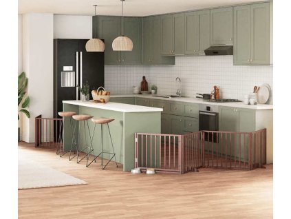 Zábrana pro psy s dvířky skládací 8 panelů 640 cm topol [3155578] (Barva Hnědá)