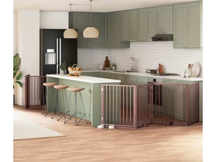 Zábrana pro psy s dvířky skládací 12 panelů 960 cm topol [3155584] (Barva Hnědá)