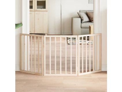 Zábrana pro psy skládací 3 panely 150 cm topolové dřevo [352172] (Barva Přírodní)