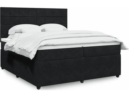Box spring postel s matrací 200x200 cm samet [3294732] (Barva Černá)