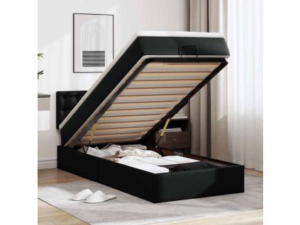 Osmanský postel s matrací 100x200cm cm umělá kůže [3311291] (Barva Šedá)