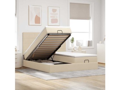 Osmanský rám postele s matrací 200x200cm textil [3313704] (Barva Krémová)